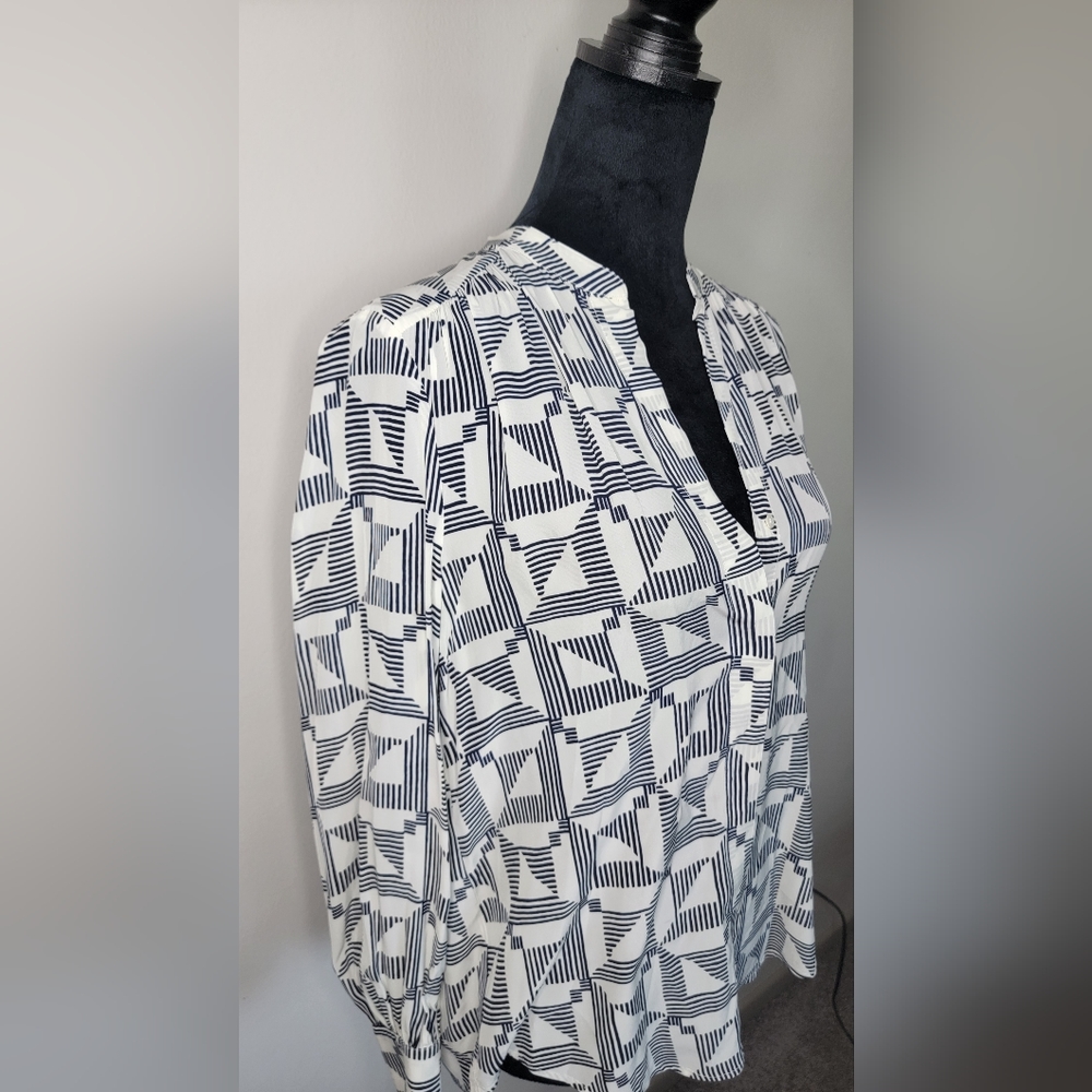 Joie Geometric pattern Silk Blouse - Picture 3 of 12